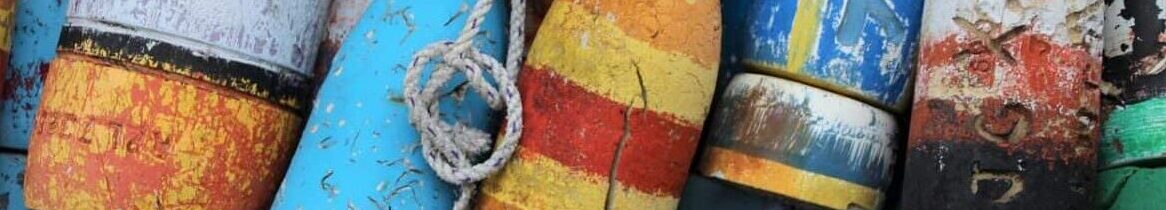 A variety of colorful buoys